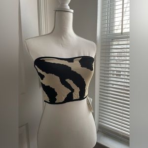Black and Cream Bandeau Tube Top
